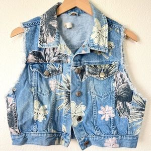 Topshop Daisy Crop Denim Vest US Size 8 Retro 70s
